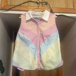 Christopher & Banks Vintage Sleeveless Buttondown Tank Rainbow Size XL